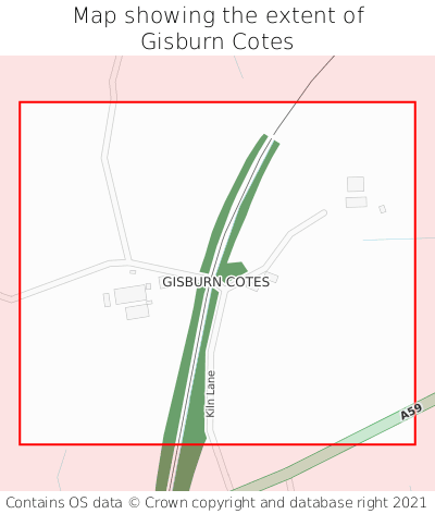Map showing extent of Gisburn Cotes as bounding box