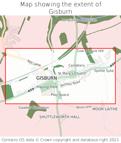 Map showing extent of Gisburn as bounding box