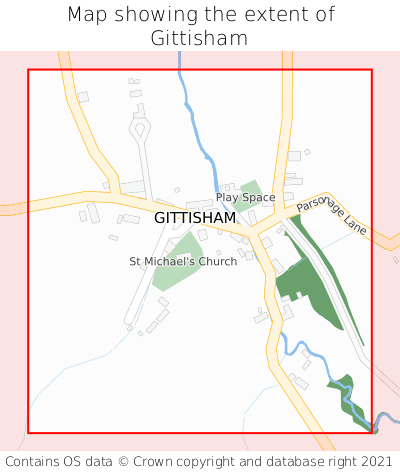 Map showing extent of Gittisham as bounding box
