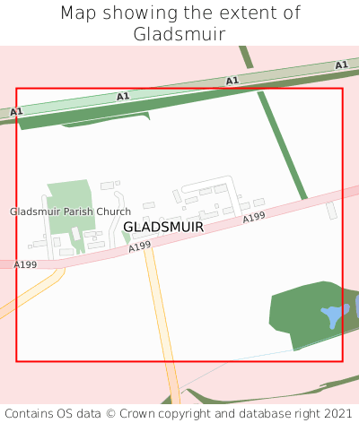 Map showing extent of Gladsmuir as bounding box