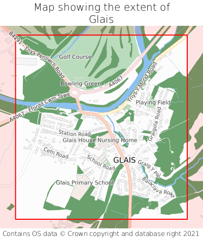 Map showing extent of Glais as bounding box