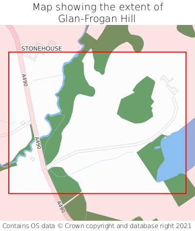 Map showing extent of Glan-Frogan Hill as bounding box