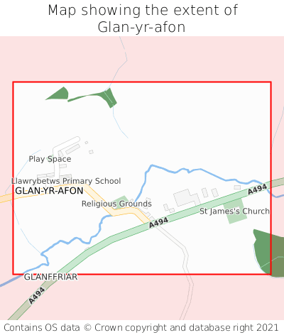 Map showing extent of Glan-yr-afon as bounding box