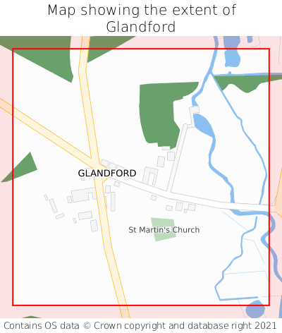 Map showing extent of Glandford as bounding box