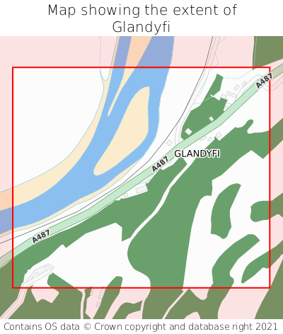 Map showing extent of Glandyfi as bounding box