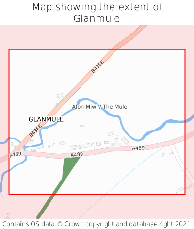 Map showing extent of Glanmule as bounding box