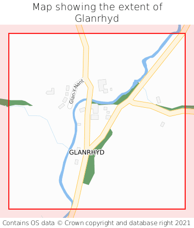 Map showing extent of Glanrhyd as bounding box