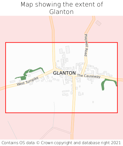 Map showing extent of Glanton as bounding box