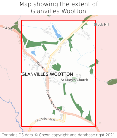 Map showing extent of Glanvilles Wootton as bounding box