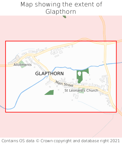 Map showing extent of Glapthorn as bounding box