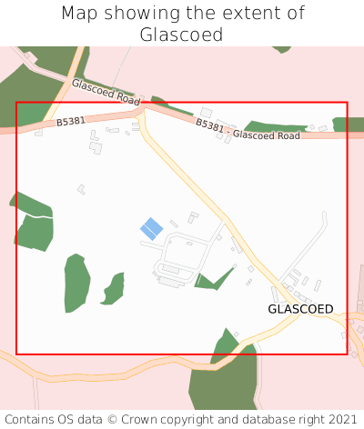 Map showing extent of Glascoed as bounding box