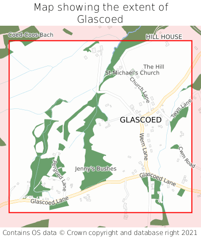 Map showing extent of Glascoed as bounding box