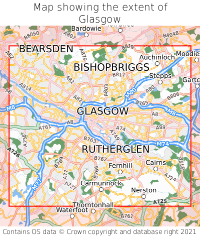 Map showing extent of Glasgow as bounding box