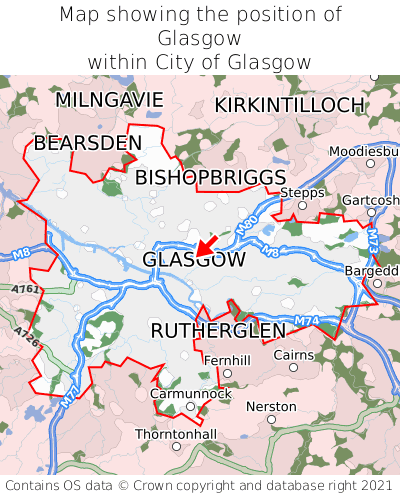 Map showing location of Glasgow within City of Glasgow