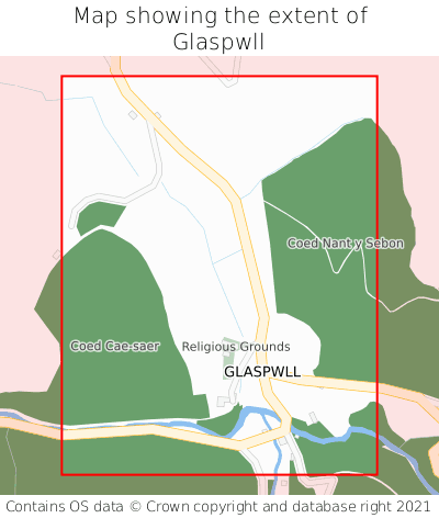 Map showing extent of Glaspwll as bounding box