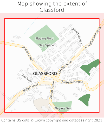 Map showing extent of Glassford as bounding box