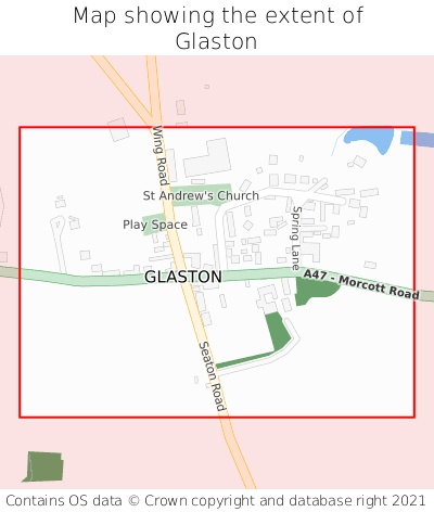 Map showing extent of Glaston as bounding box