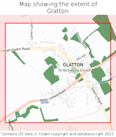 Map showing extent of Glatton as bounding box