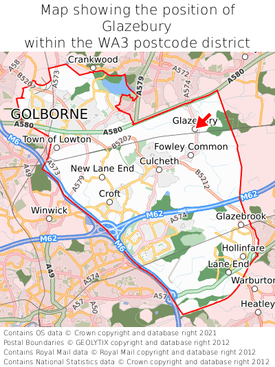 Map showing location of Glazebury within WA3