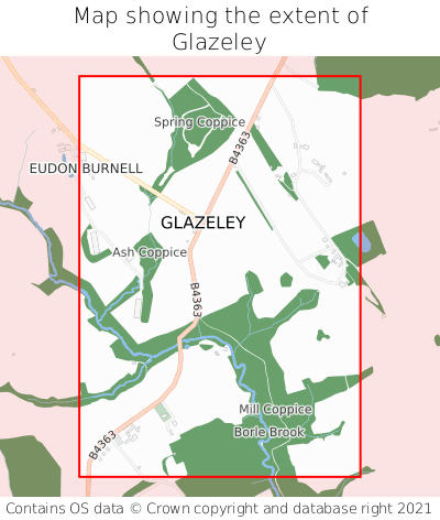 Map showing extent of Glazeley as bounding box