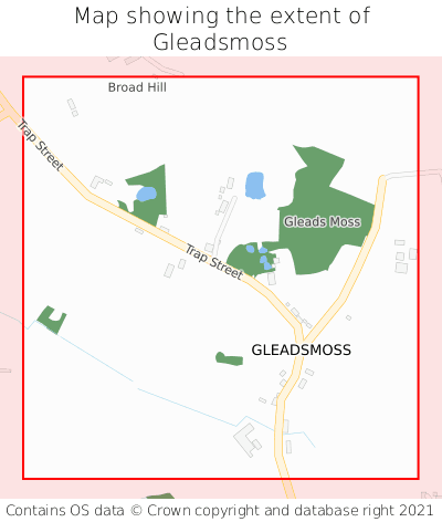 Map showing extent of Gleadsmoss as bounding box