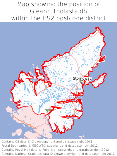Map showing location of Gleann Tholastaidh within HS2