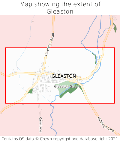 Map showing extent of Gleaston as bounding box