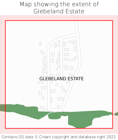 Map showing extent of Glebeland Estate as bounding box