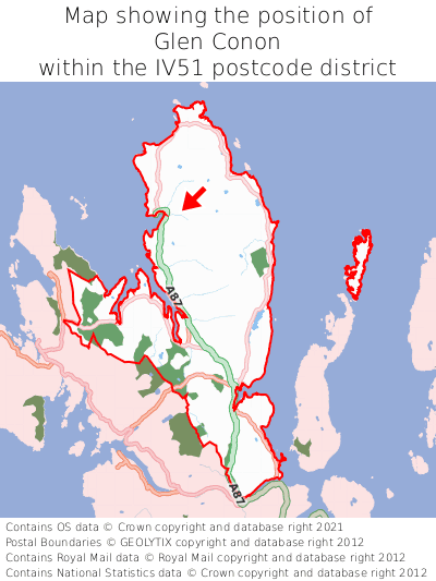 Map showing location of Glen Conon within IV51