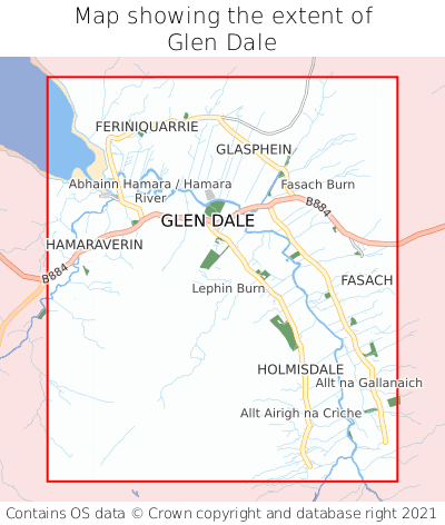 Map showing extent of Glen Dale as bounding box