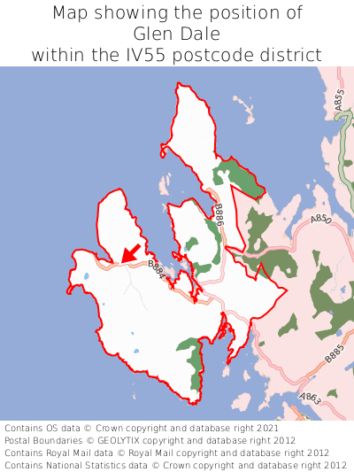 Map showing location of Glen Dale within IV55