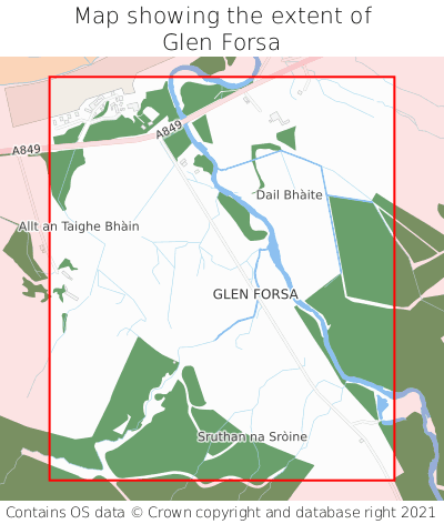 Map showing extent of Glen Forsa as bounding box
