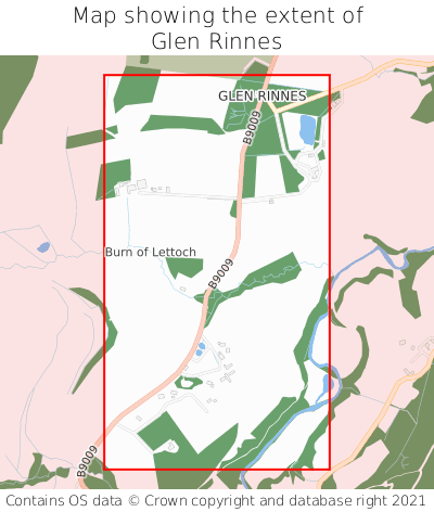 Map showing extent of Glen Rinnes as bounding box