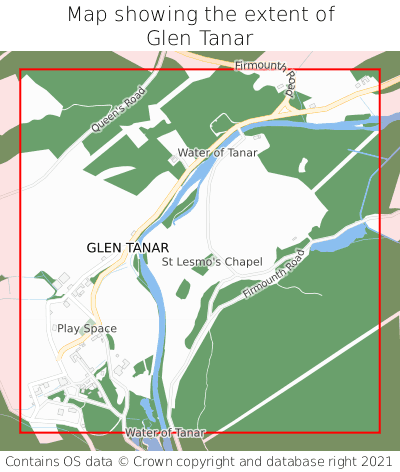 Map showing extent of Glen Tanar as bounding box