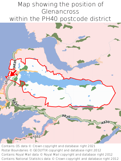 Map showing location of Glenancross within PH40