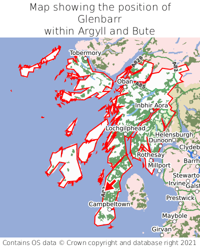 Map showing location of Glenbarr within Argyll and Bute