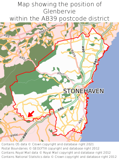 Map showing location of Glenbervie within AB39
