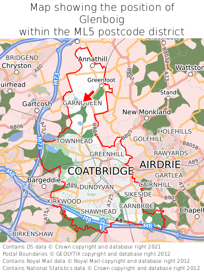 Map showing location of Glenboig within ML5