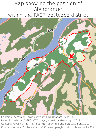 Map showing location of Glenbranter within PA27
