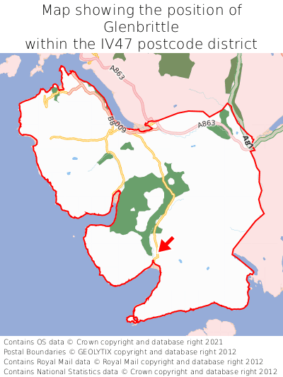 Map showing location of Glenbrittle within IV47