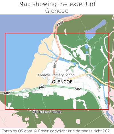 Map showing extent of Glencoe as bounding box