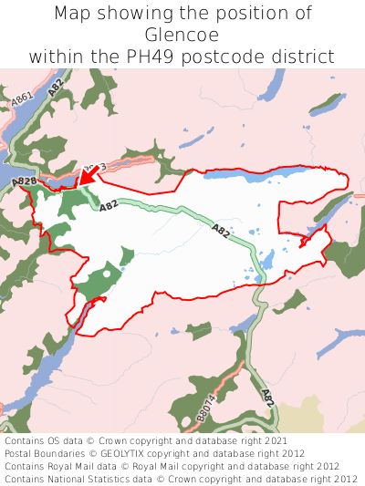 Map showing location of Glencoe within PH49