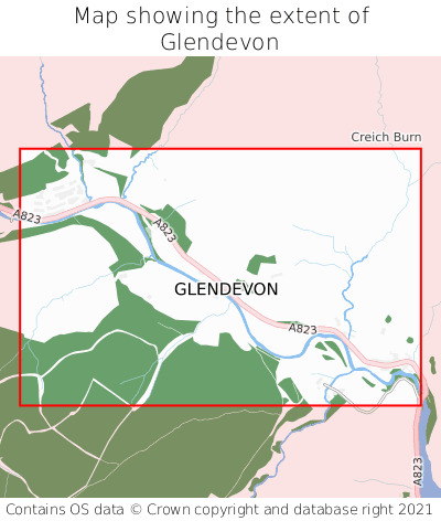 Map showing extent of Glendevon as bounding box