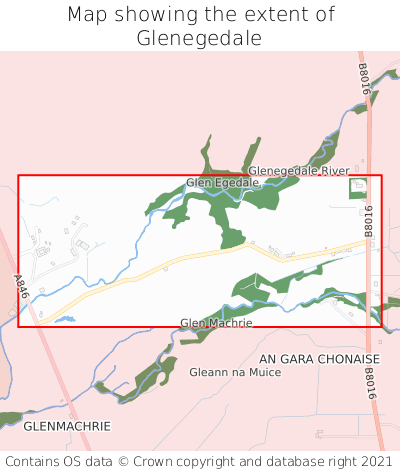 Map showing extent of Glenegedale as bounding box