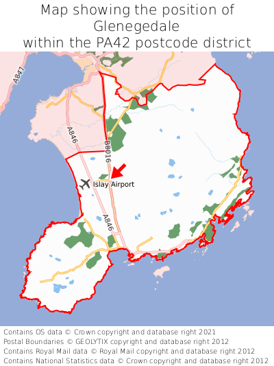 Map showing location of Glenegedale within PA42