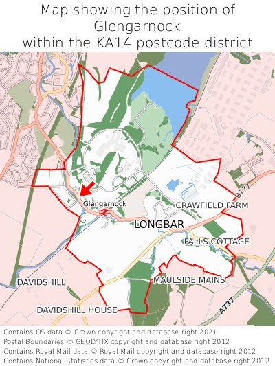 Map showing location of Glengarnock within KA14