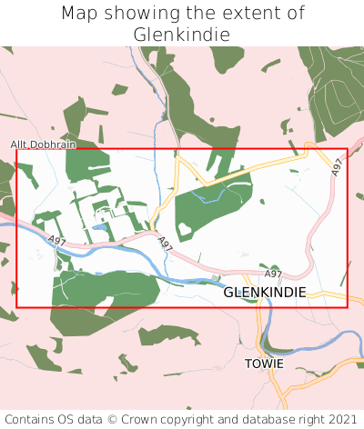 Map showing extent of Glenkindie as bounding box