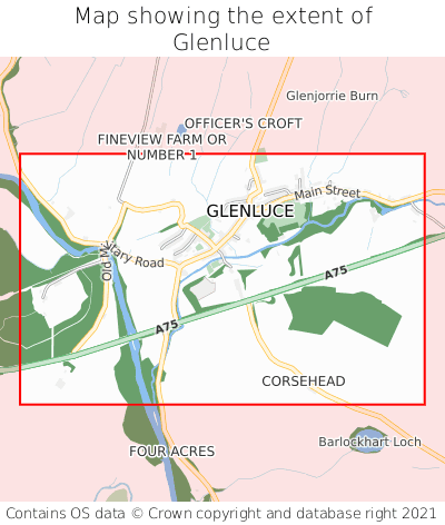 Map showing extent of Glenluce as bounding box