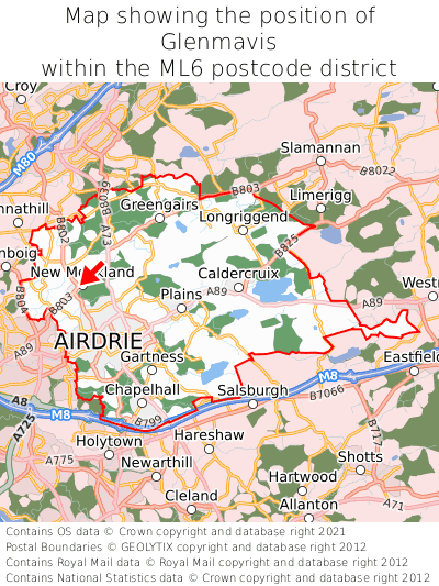 Map showing location of Glenmavis within ML6