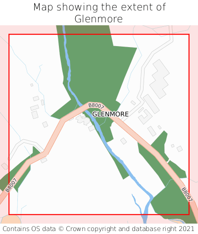 Map showing extent of Glenmore as bounding box